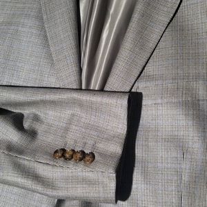 Polo Ralph Lauren Blue Label Sport Coat Blazer Jacket Houndstooth Gray Plaid Men